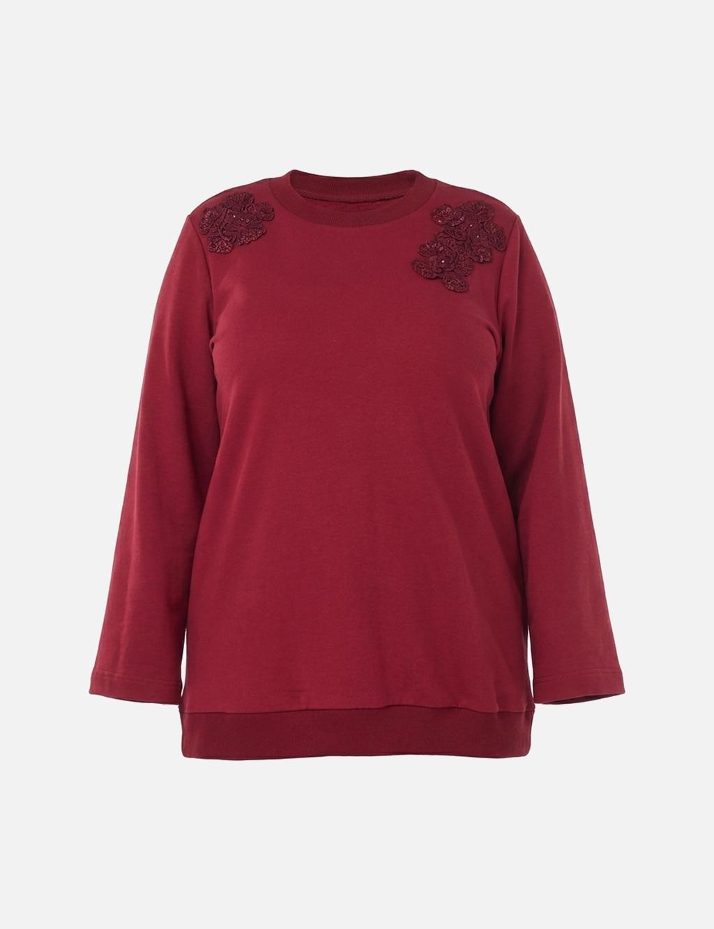 Three-Thread Appliqué Sweatshirt in Burgundy