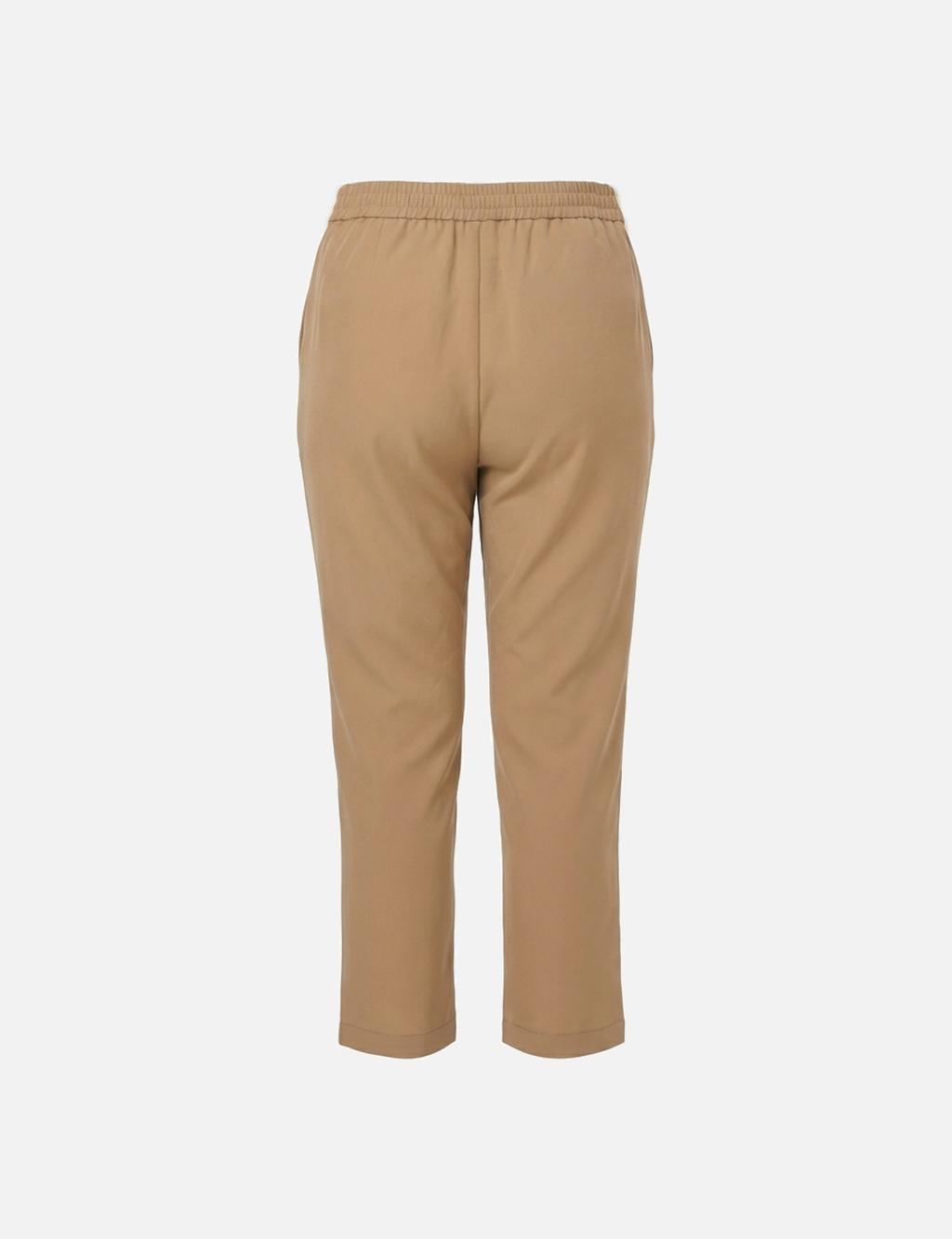 Topstitched Carrot Pants in Beige