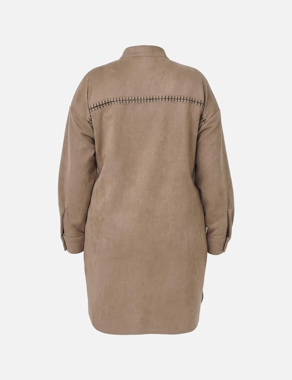 Topstitch Suede Tunic in Mink