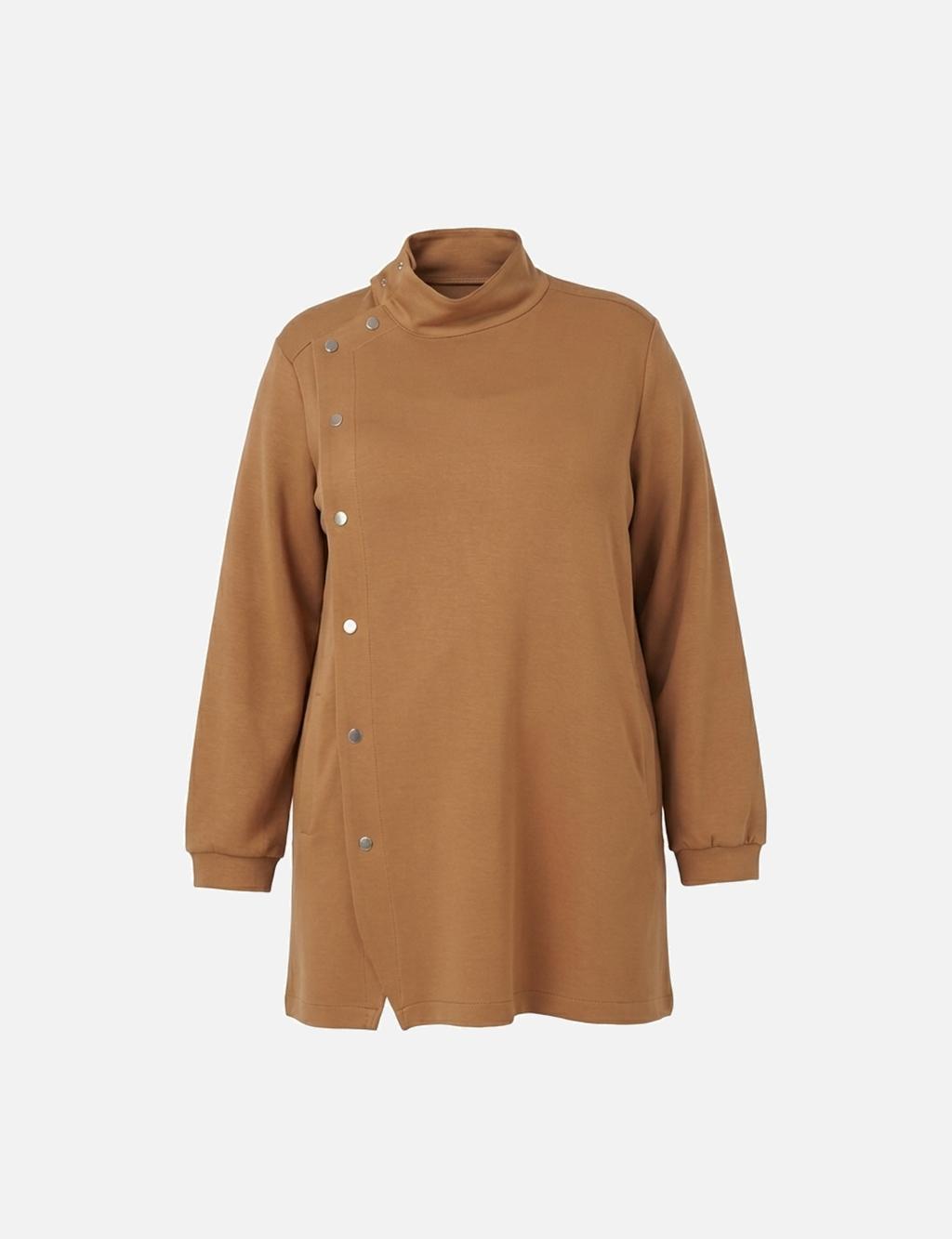 Stand Collar Scuba Sweatshirt in Tobacco