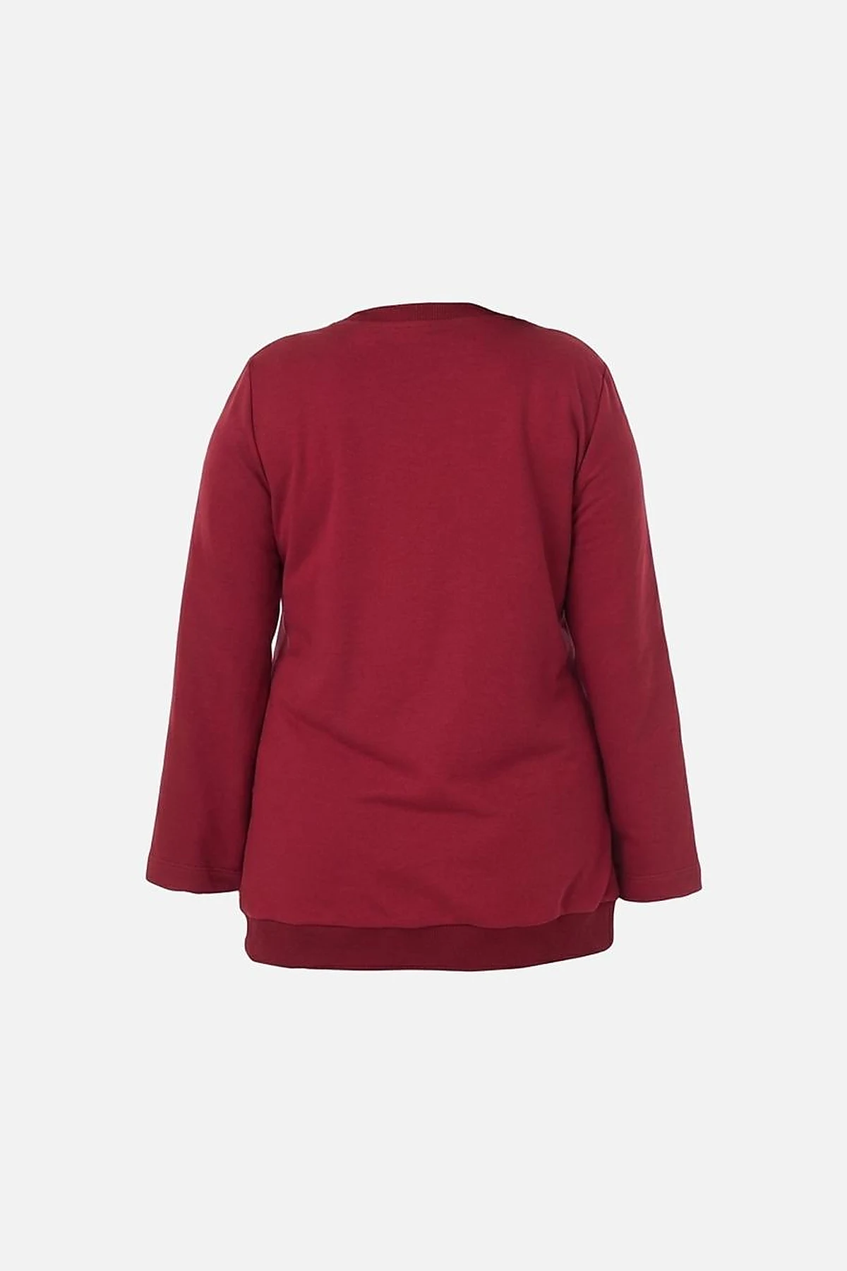 Aplikeli Üç İplik Sweatshirt Bordo