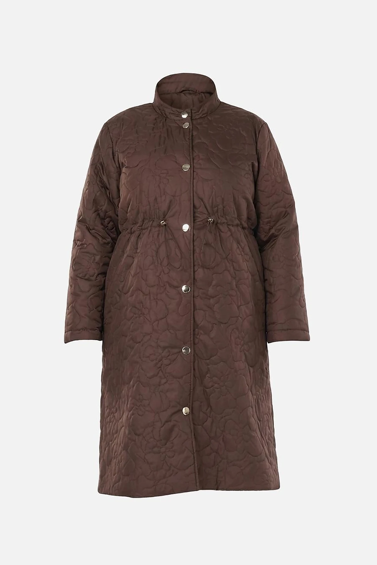 Drawstring Waist Quilted Jacket in Dark Brown