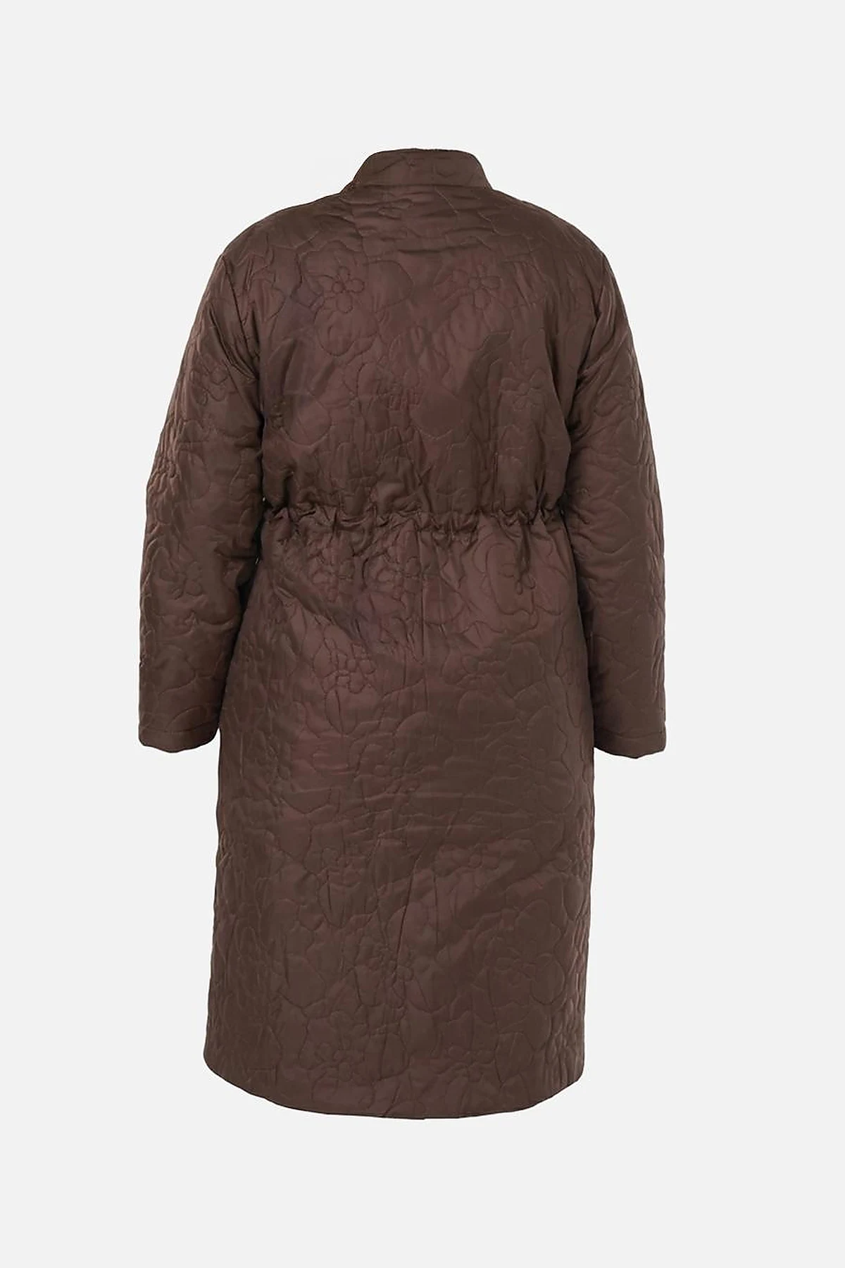 Drawstring Waist Quilted Jacket in Dark Brown