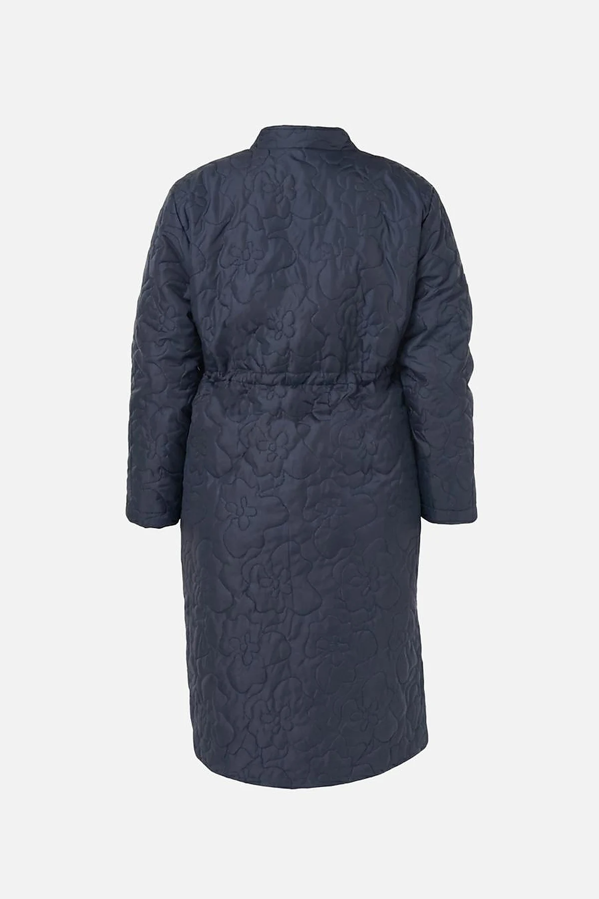 Drawstring Waist Quilted Jacket in Dark Navy Blue