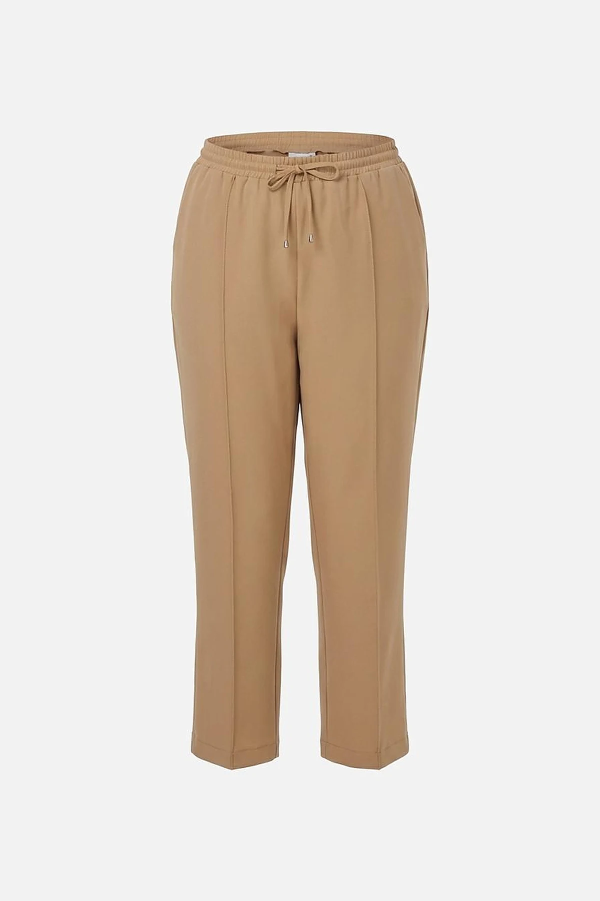 Topstitched Carrot Pants in Beige