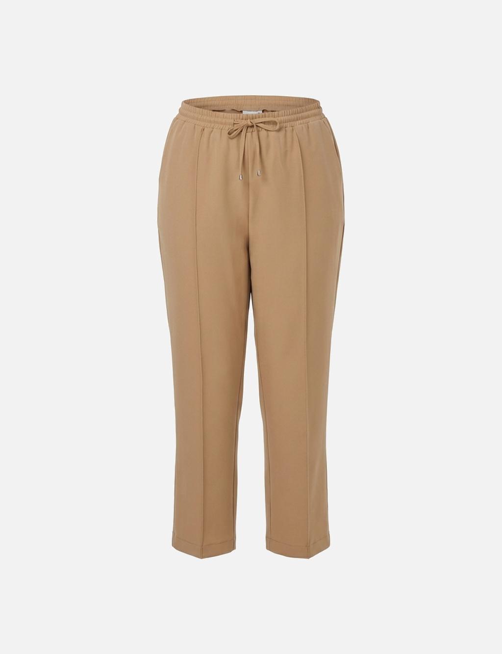 Topstitched Carrot Pants in Beige