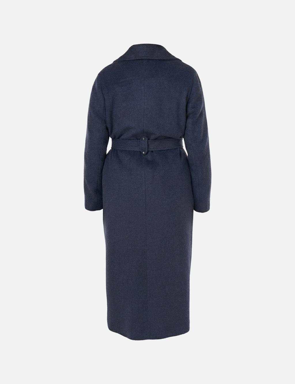 Belted Felt Coat in Navy Blue