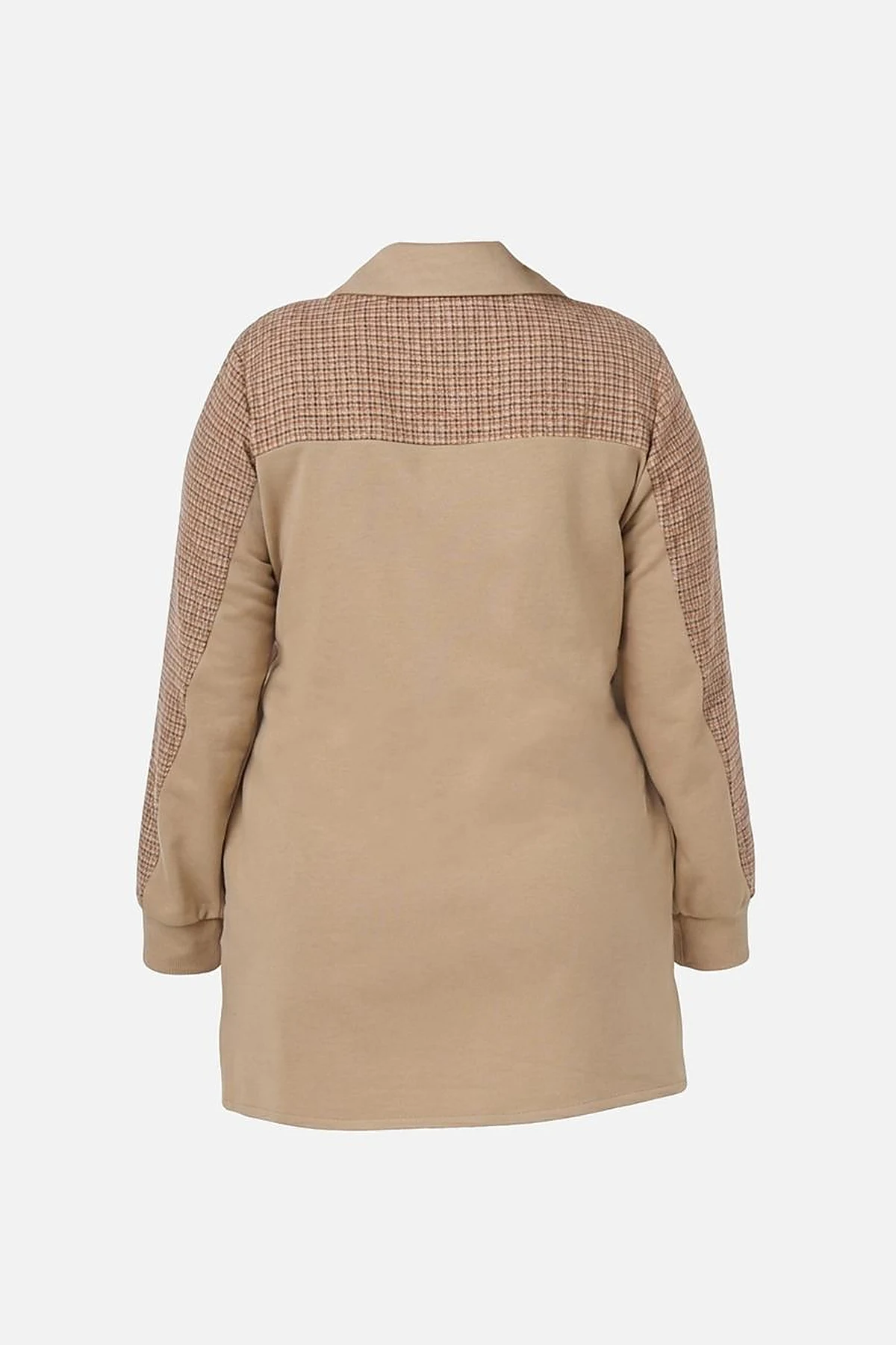 Check-Trimmed Three-Thread Sweatshirt in Beige