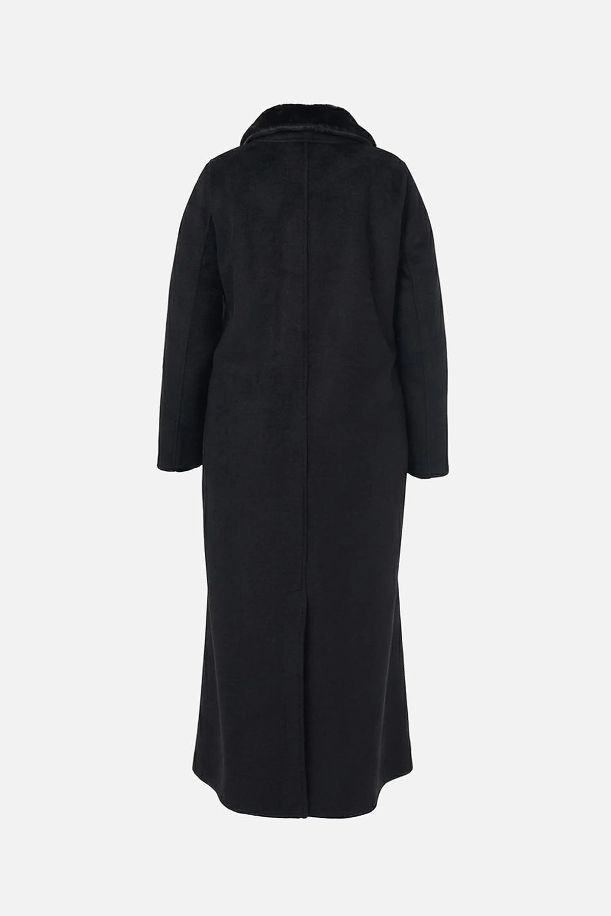Wool Coat with Fur Collar in Black
