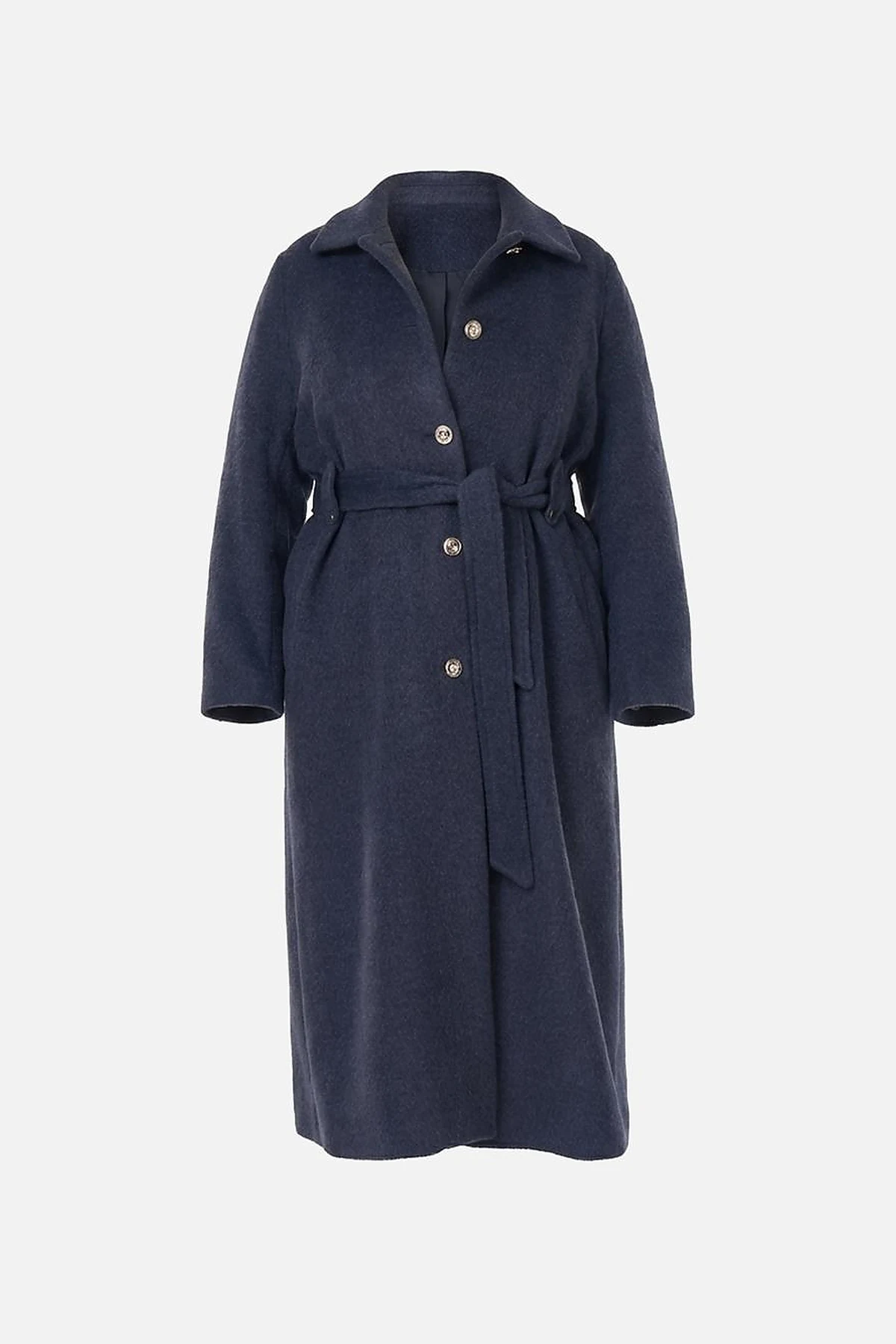 Belted Felt Coat in Navy Blue