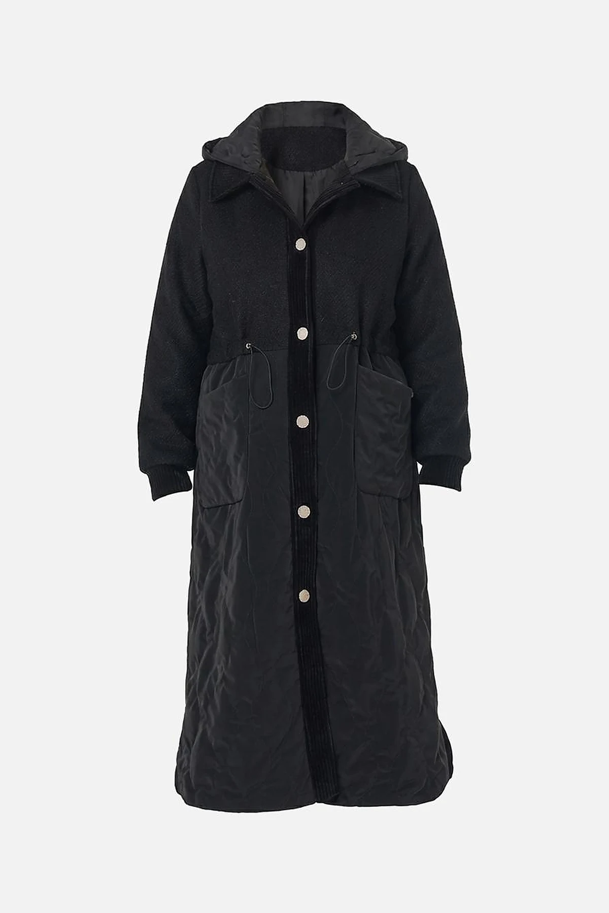 Patch Pocket Leather Coat in Black