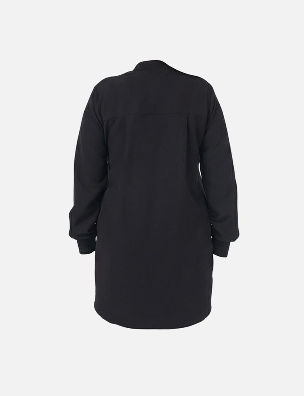 Stone-Embroidered College Collar Tunic in Black