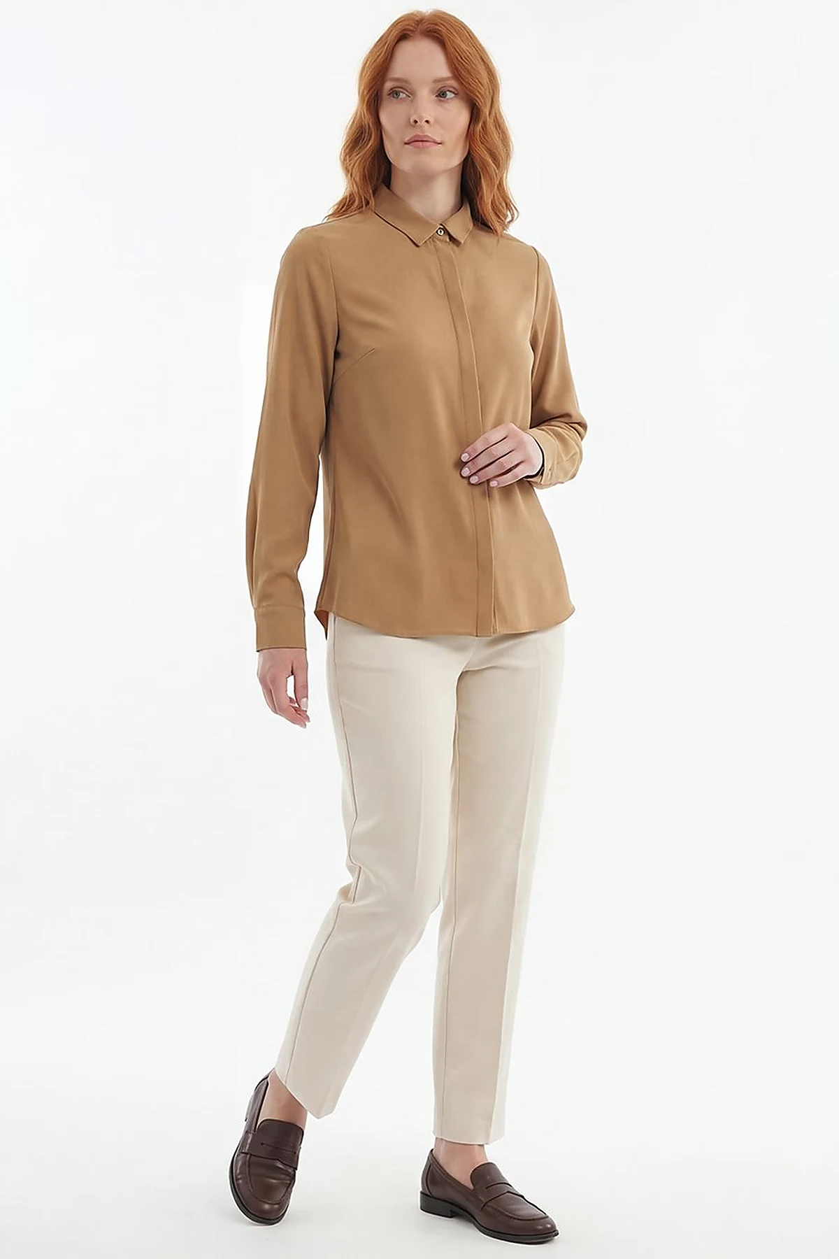 Basic Shirt with Shirt Collar Olive