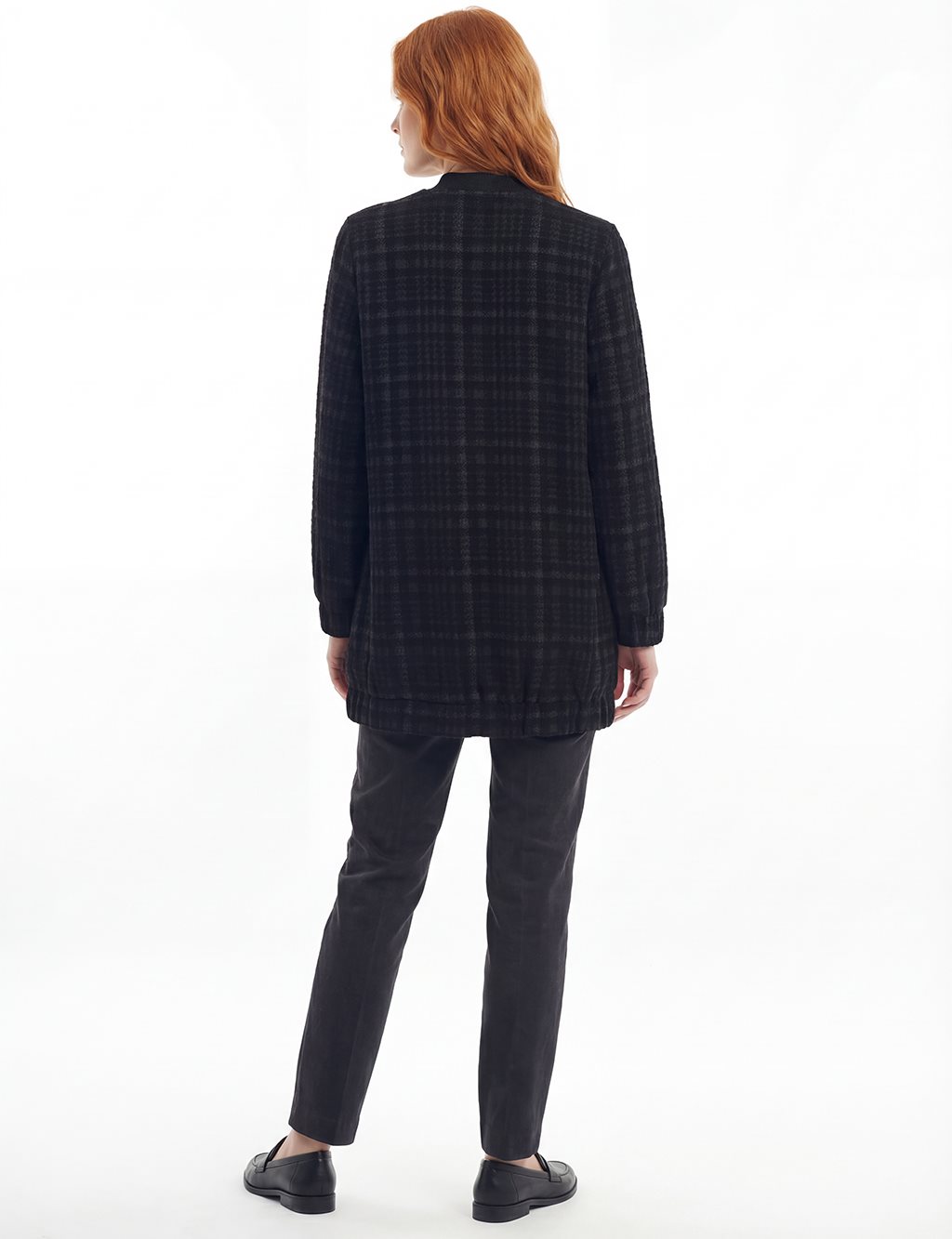 Ekose Desen Basic Ceket Siyah 