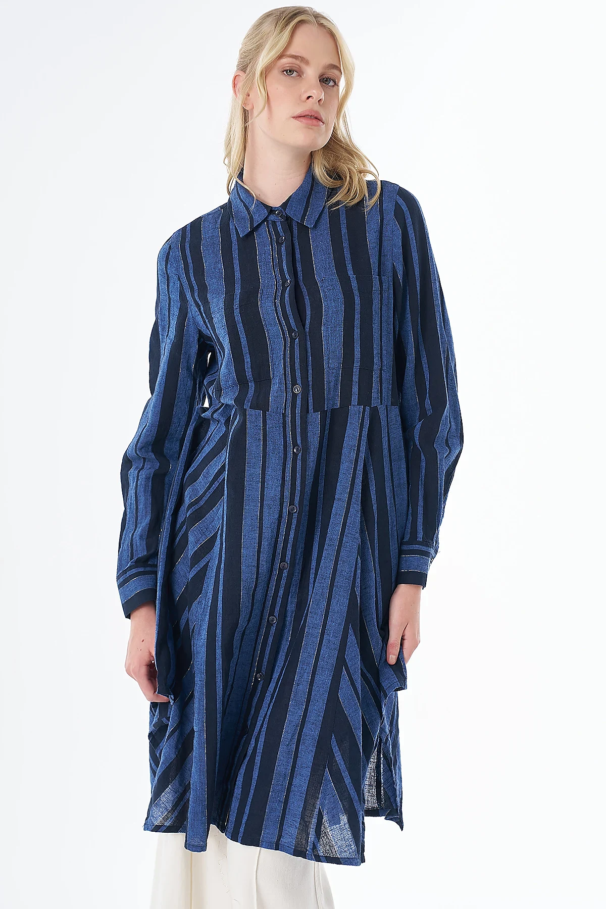 Cotton Linen Tunic Dark Navy