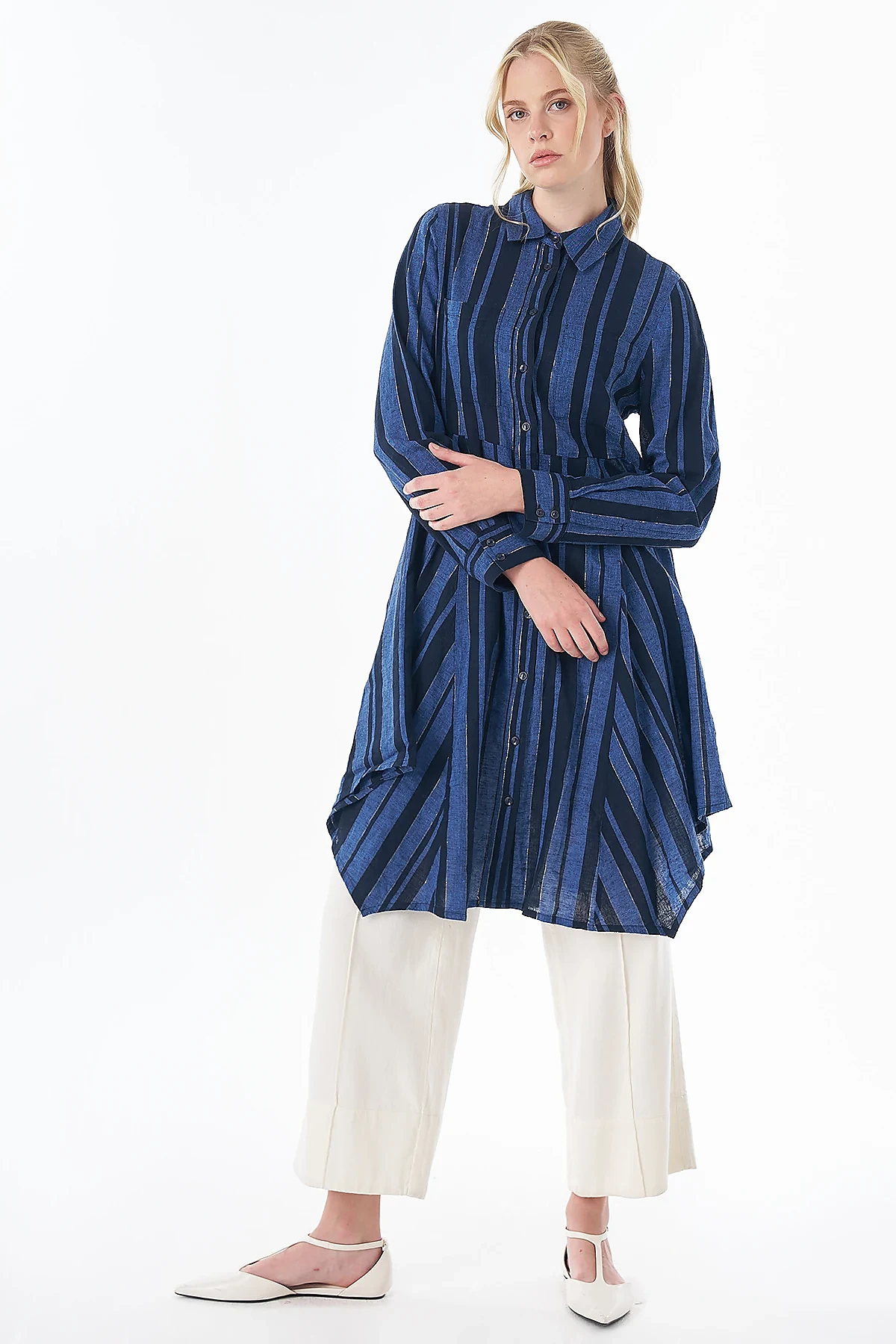 Cotton Linen Tunic Dark Navy