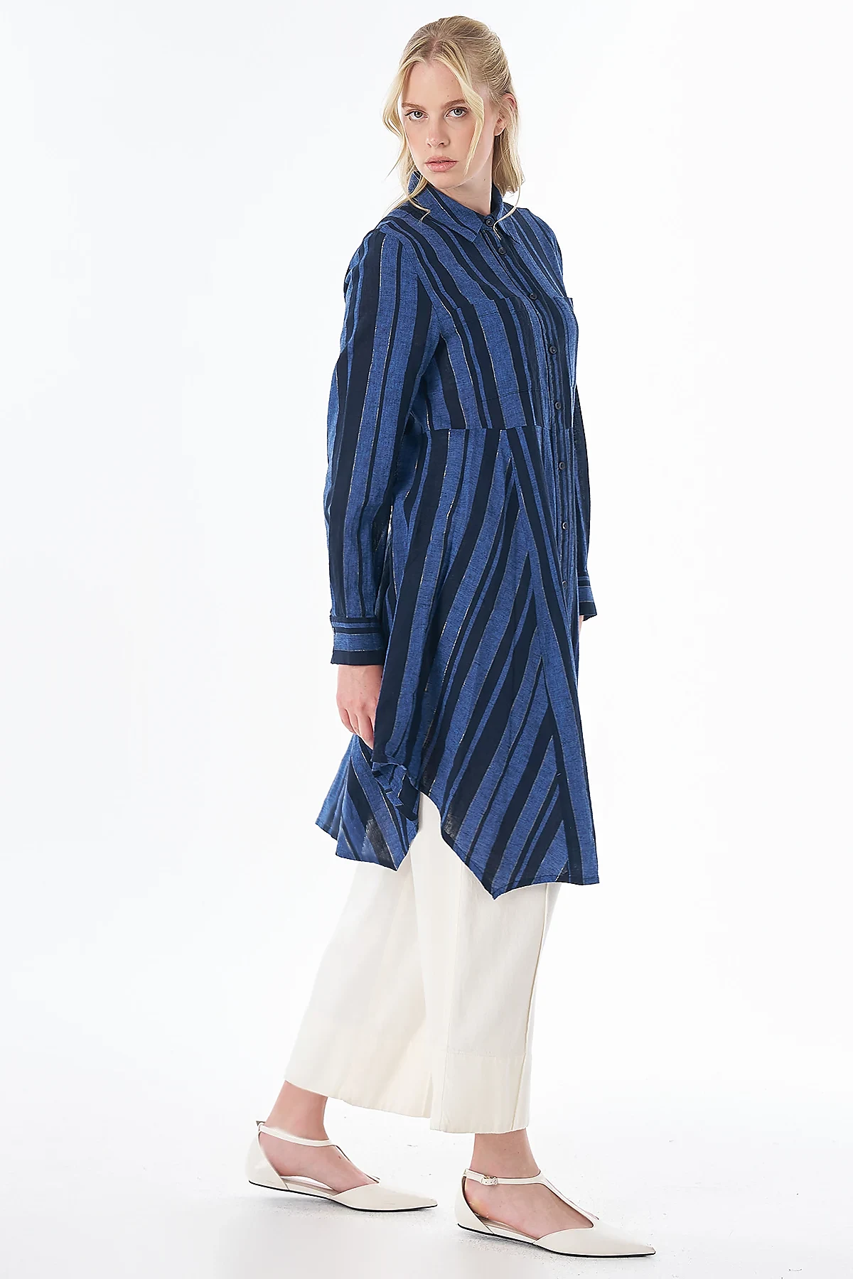 Cotton Linen Tunic Dark Navy
