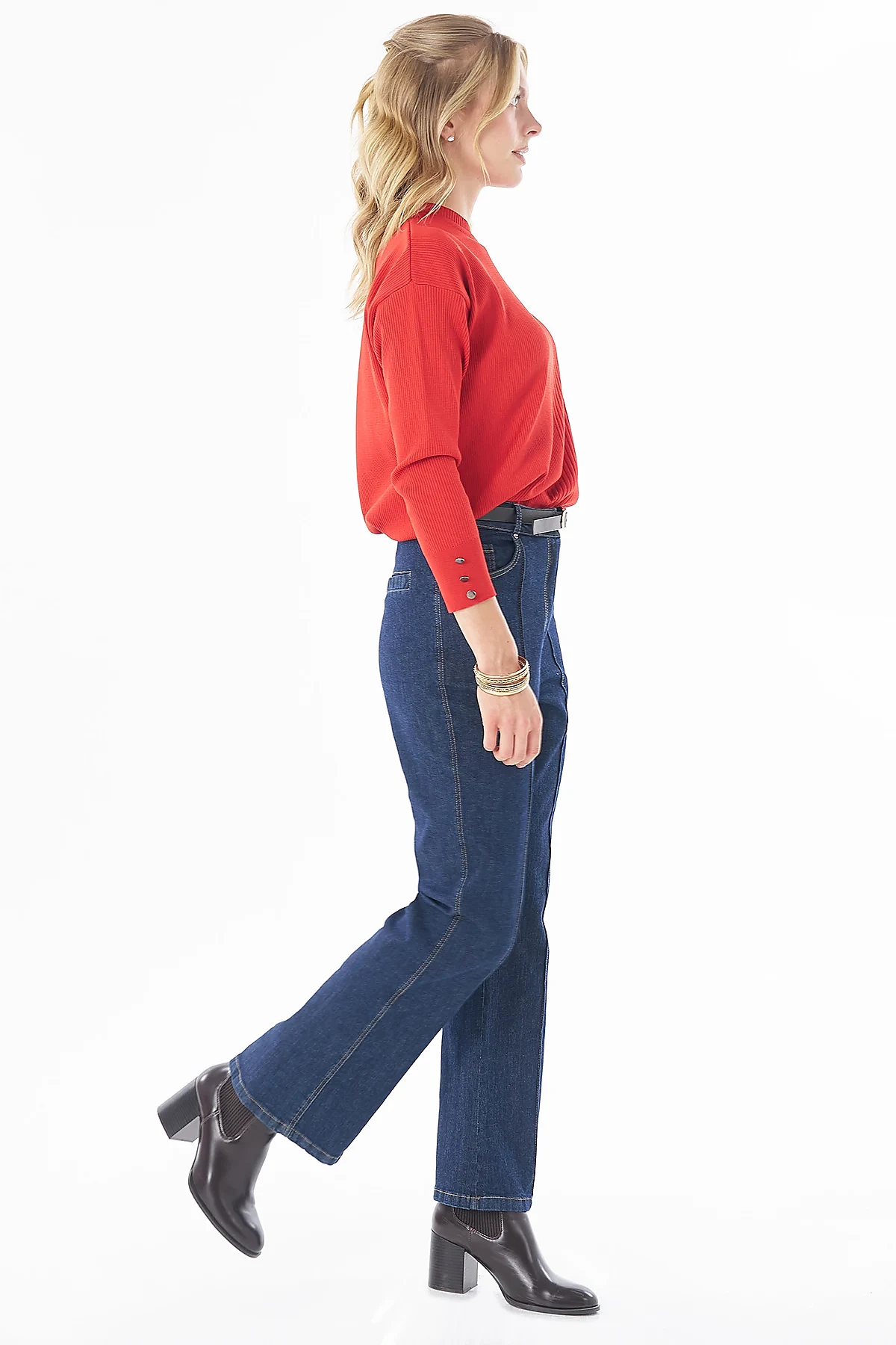 Yıkamalı İspanyol Paça Denim Pantolon Lacivert 