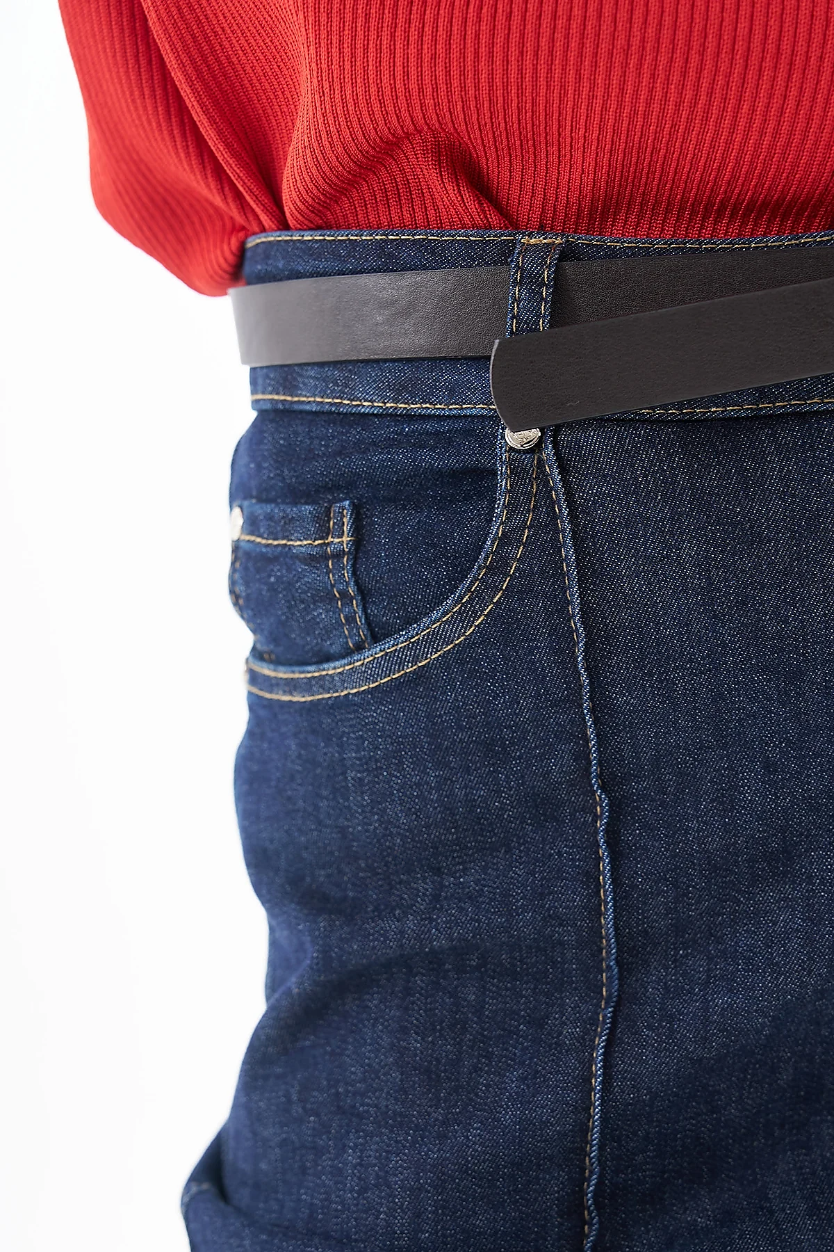 Yıkamalı İspanyol Paça Denim Pantolon Lacivert 