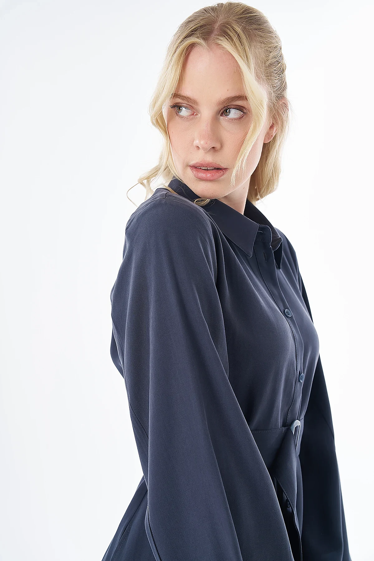 Belt-Detail Maxi Dress Navy