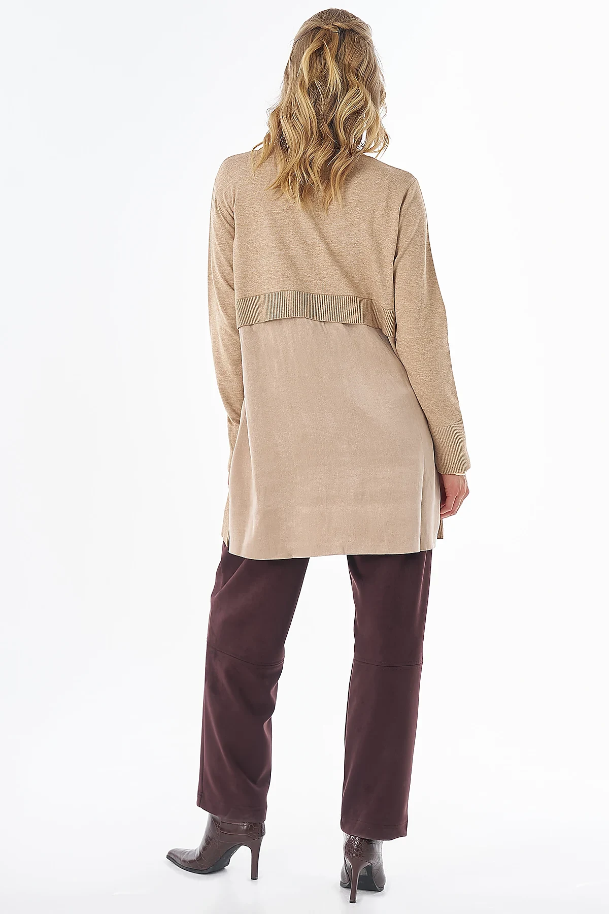 Crew Neck Appliqué Knit Tunic Mink