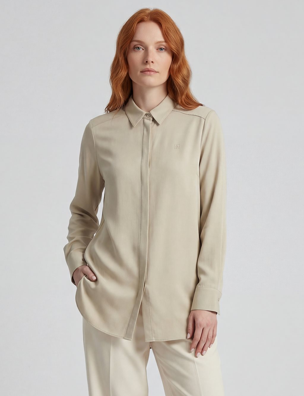 Shirt Collar Poplin Tunic Cream