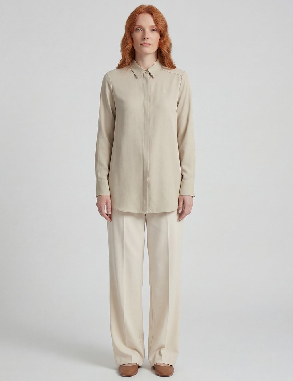Shirt Collar Poplin Tunic Cream