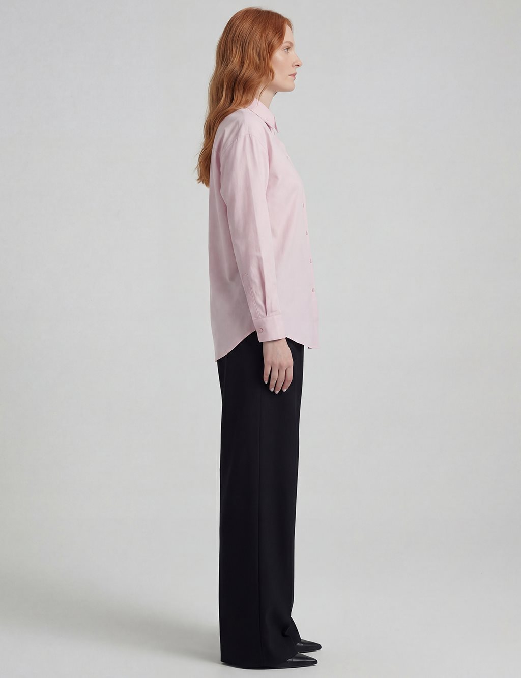 Shirt Collar Poplin Tunic Powder Pink