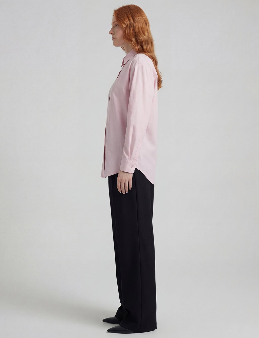 Shirt Collar Poplin Tunic Powder Pink