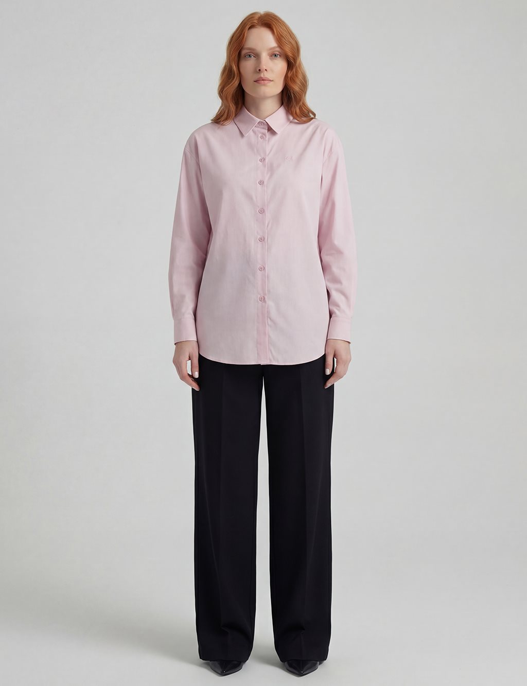 Shirt Collar Poplin Tunic Powder Pink
