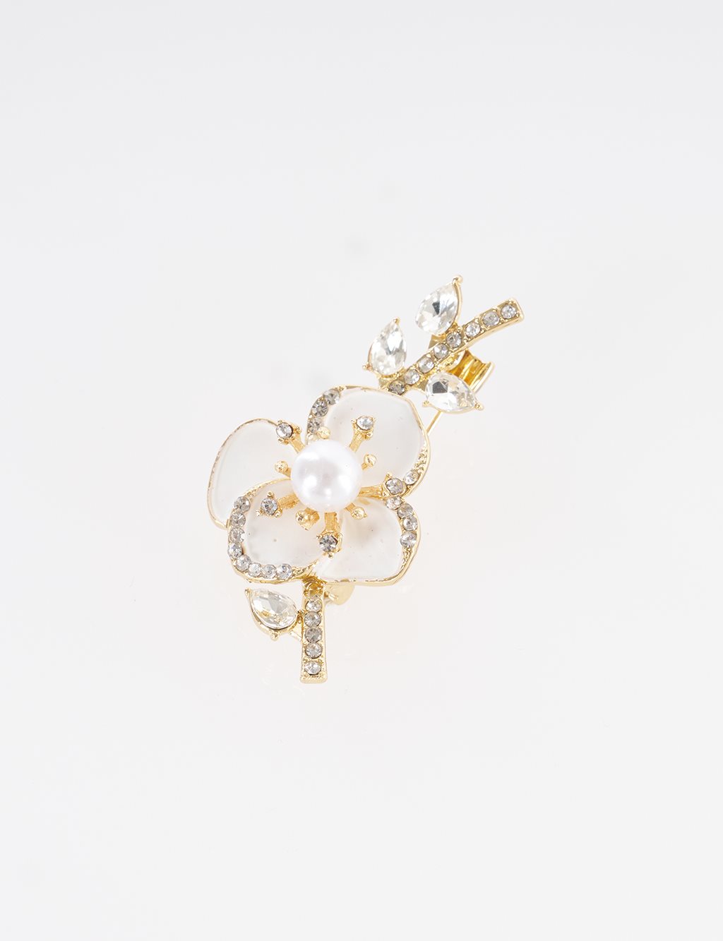 Pearl and Flower Figurine Brooch Gold