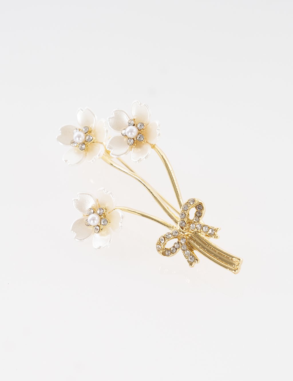 Çiçek Buketi Broş Gold