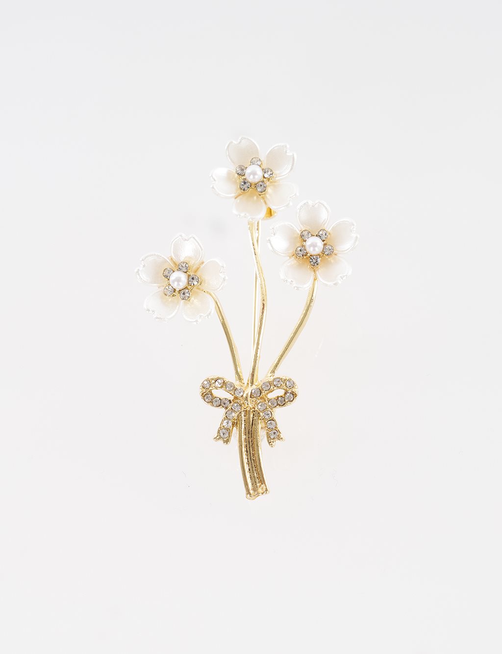 Çiçek Buketi Broş Gold