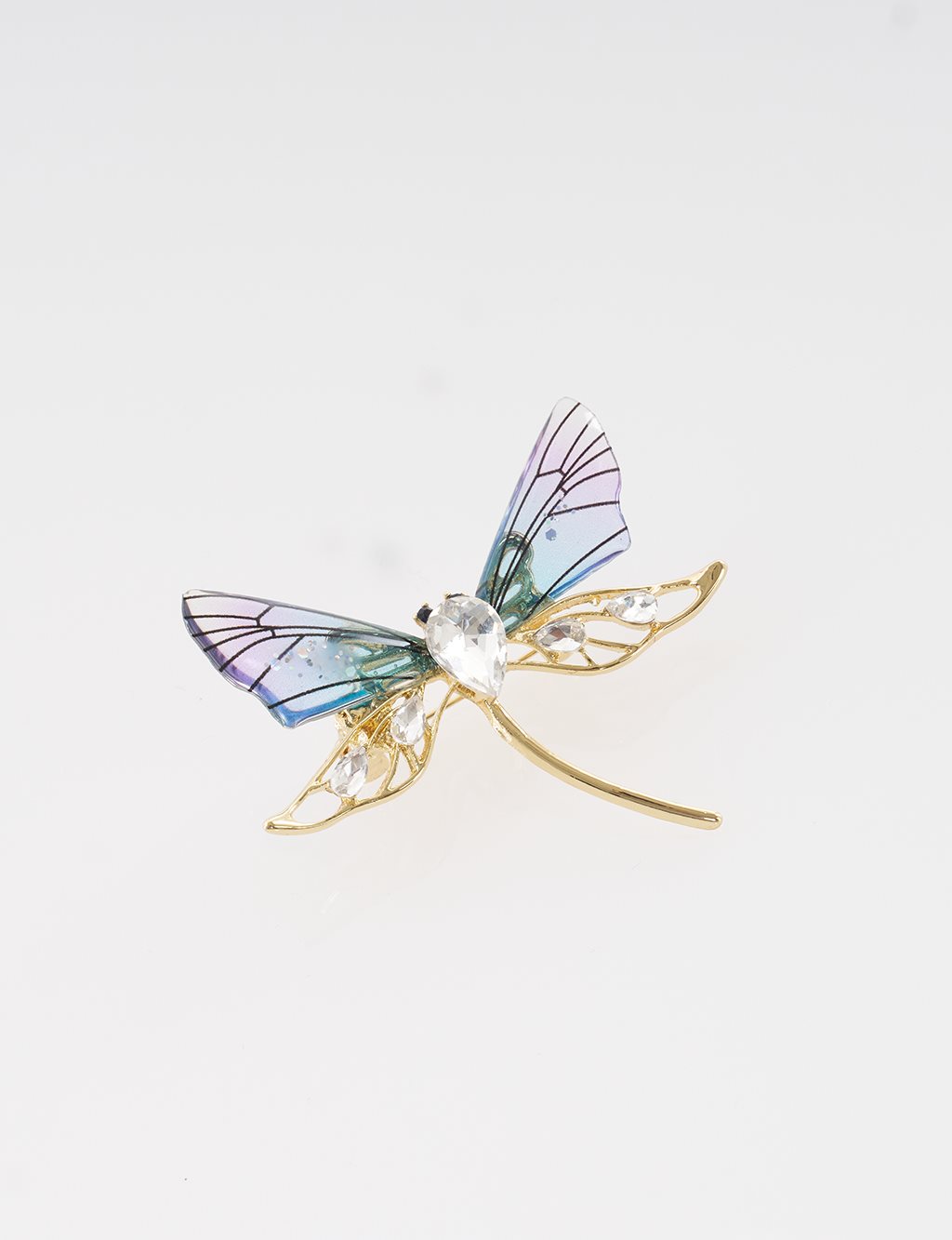 Dragonfly Figurine Brooch Gold