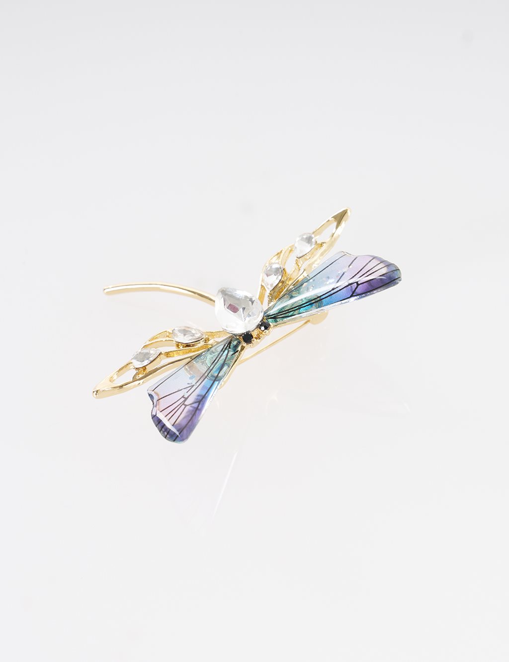 Dragonfly Figurine Brooch Gold