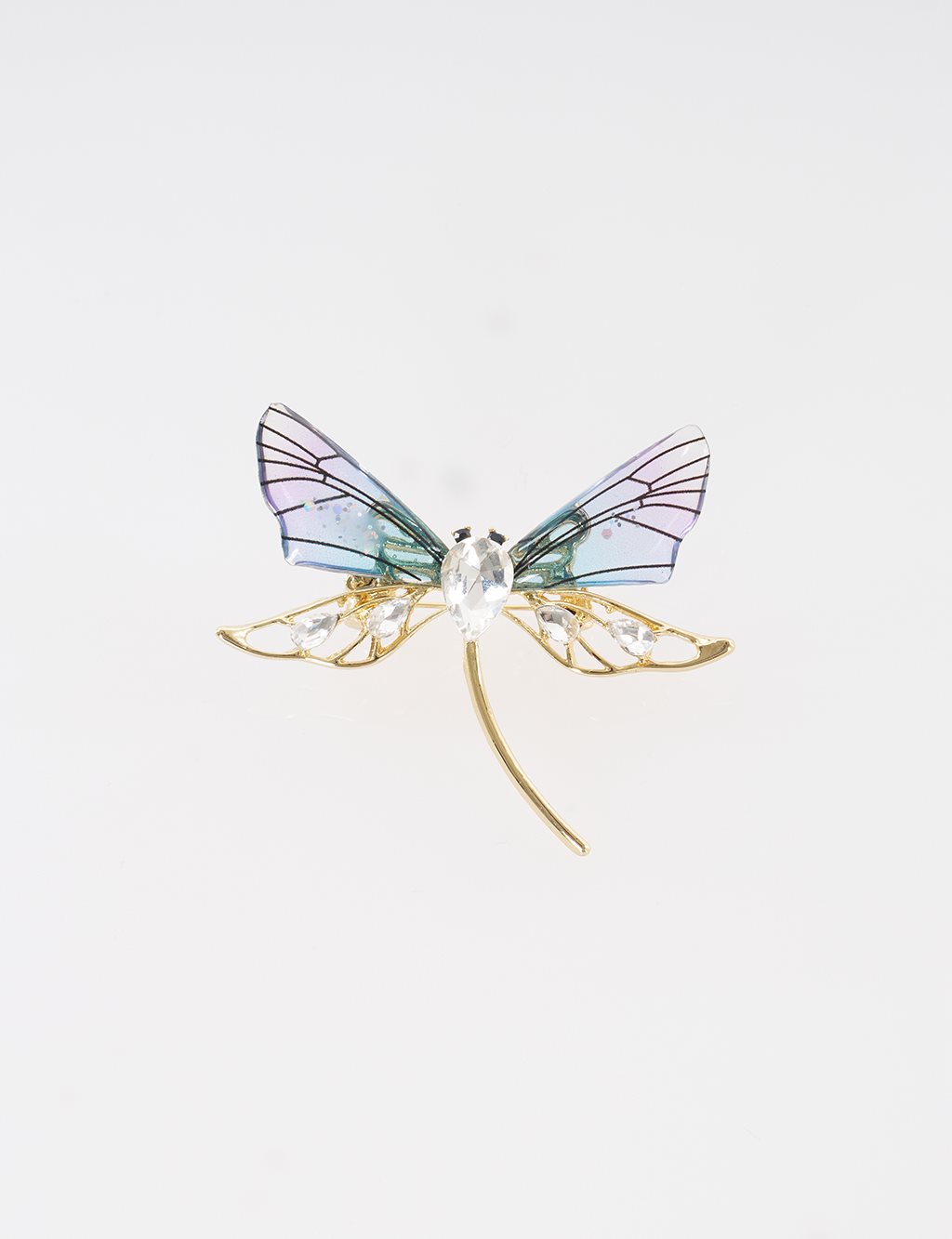 Dragonfly Figurine Brooch Gold