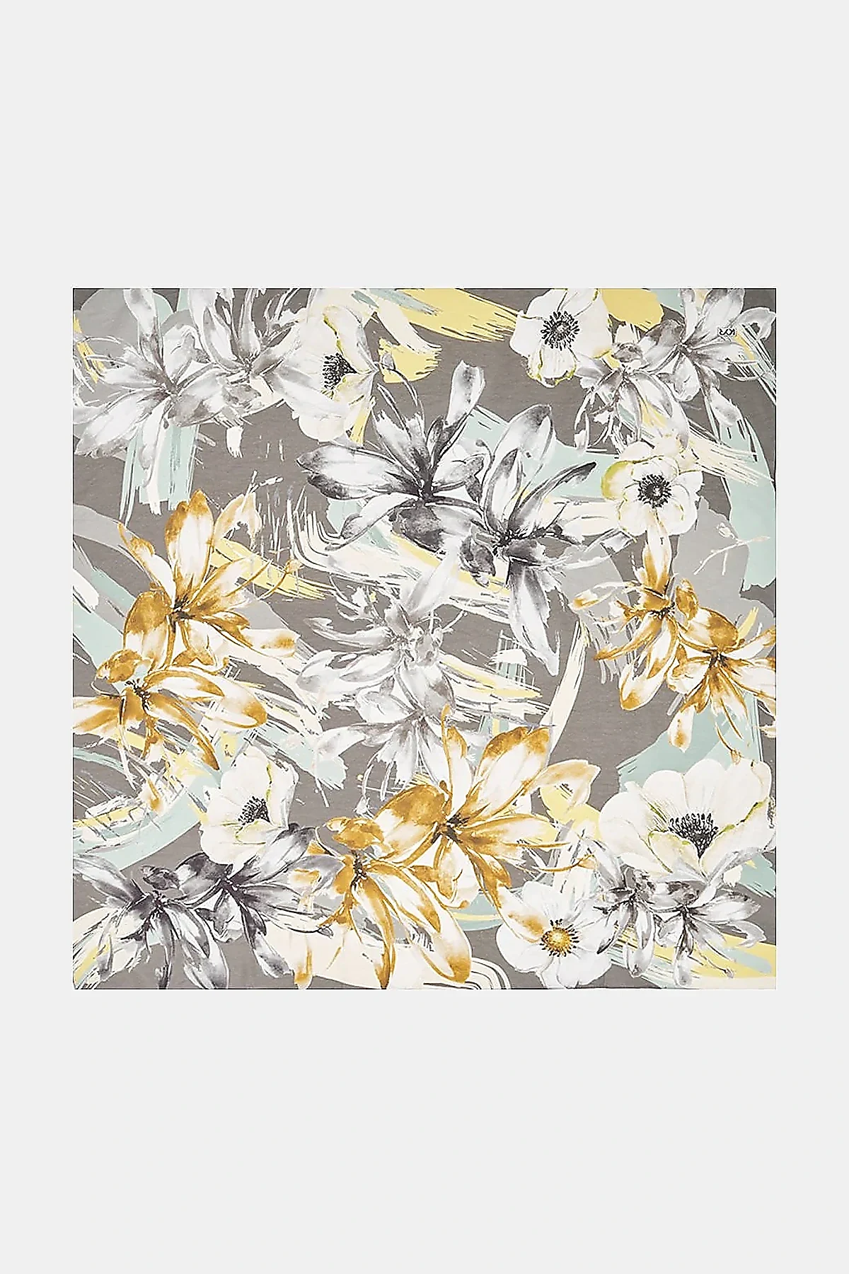 Mixed Floral Viscose Scarf in Anthracite