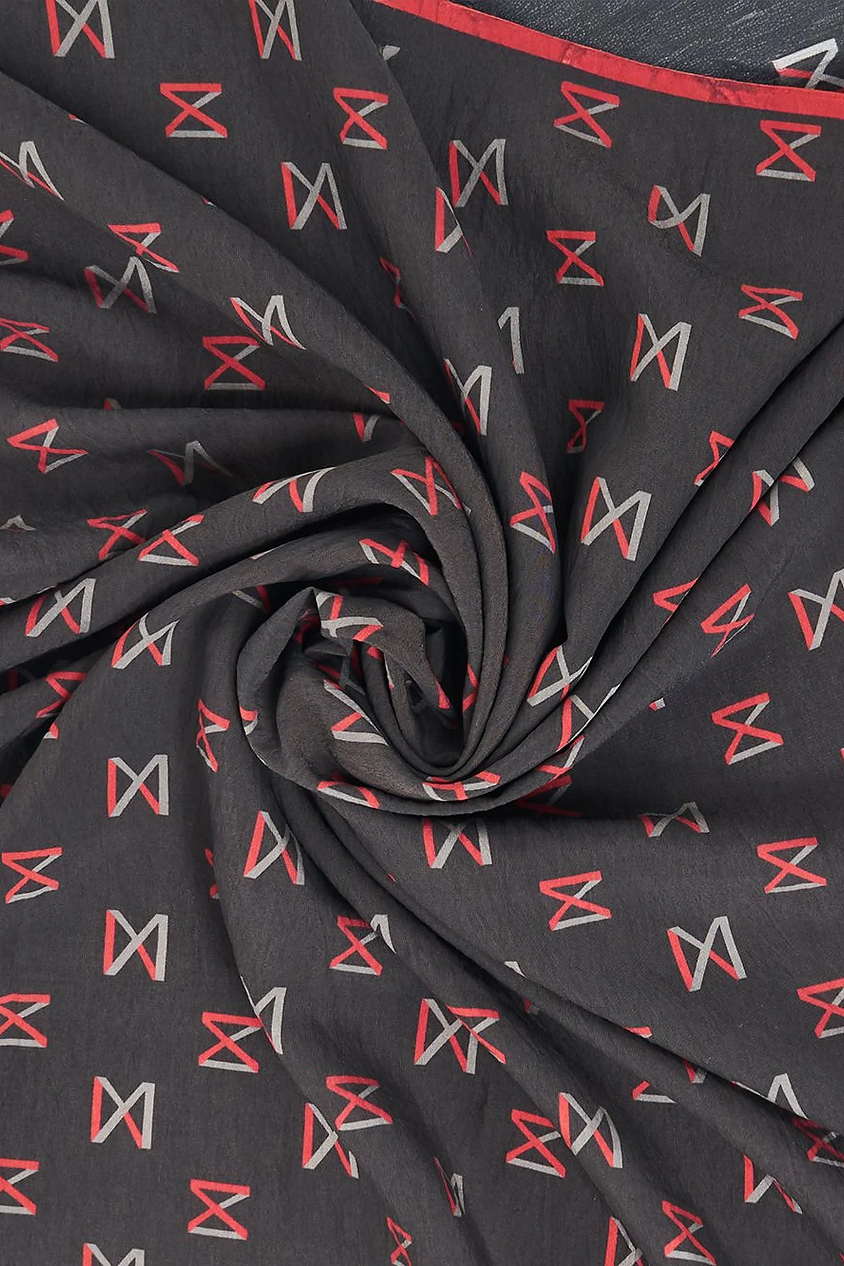 Logo Viscose Scarf in Black-Red