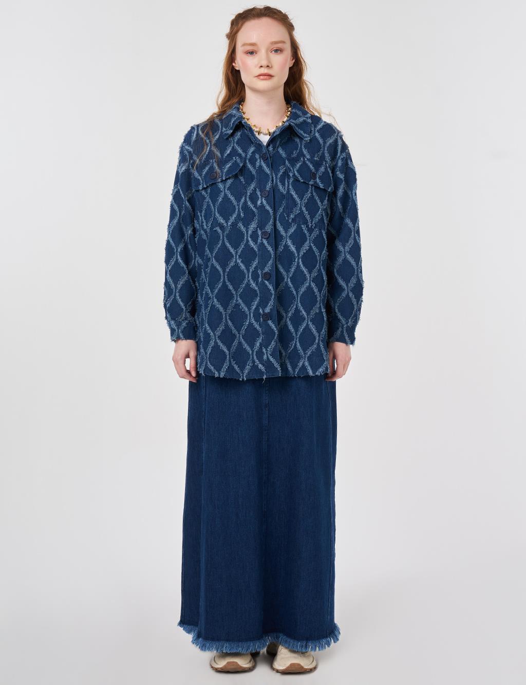 Fluid Shirt Collar Tunic Navy