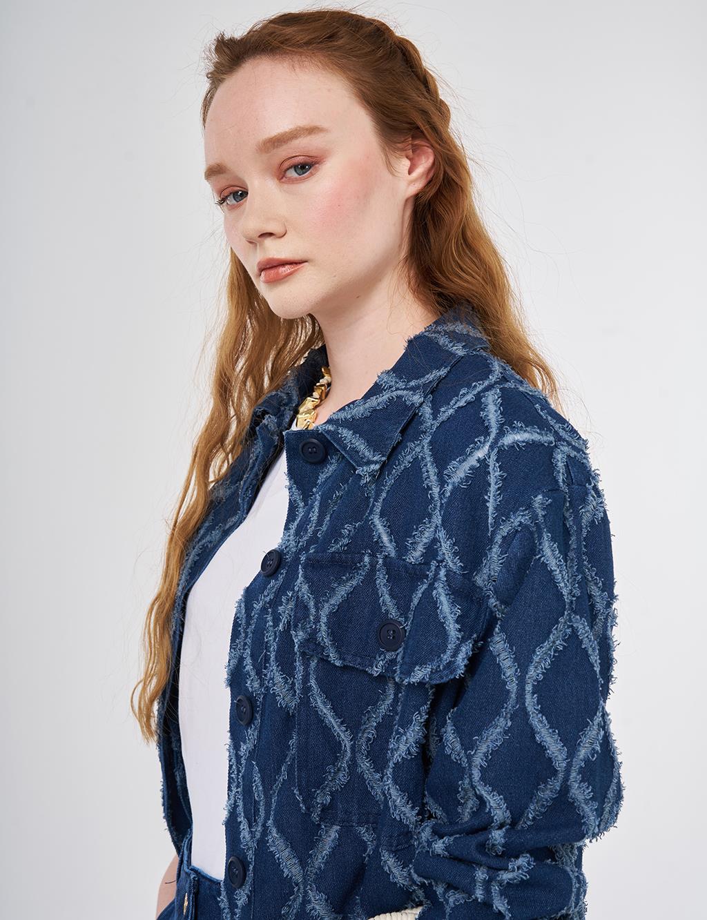 Fluid Shirt Collar Tunic Navy