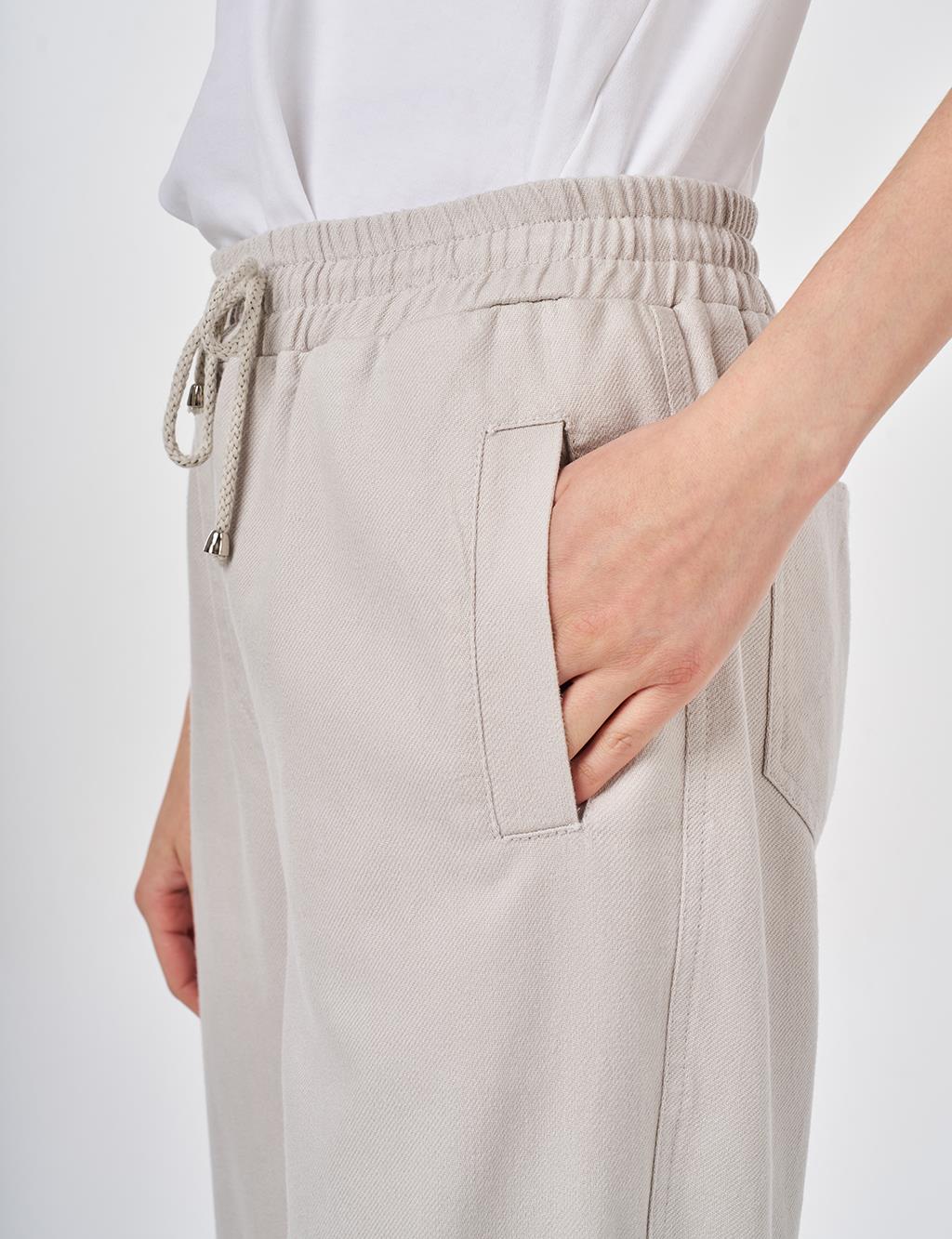 Bağcıklı Kanvas Pantolon Açık Gri 