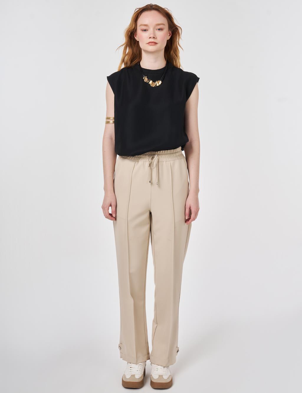 Çima Dikişli Rahat Kesim Pantolon Taş