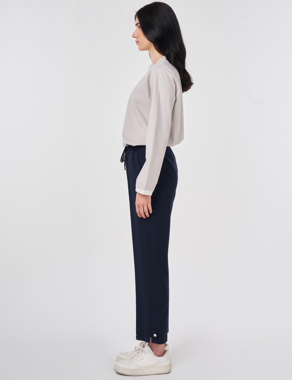 Çima Dikişli Rahat Kesim Pantolon Koyu Lacivert