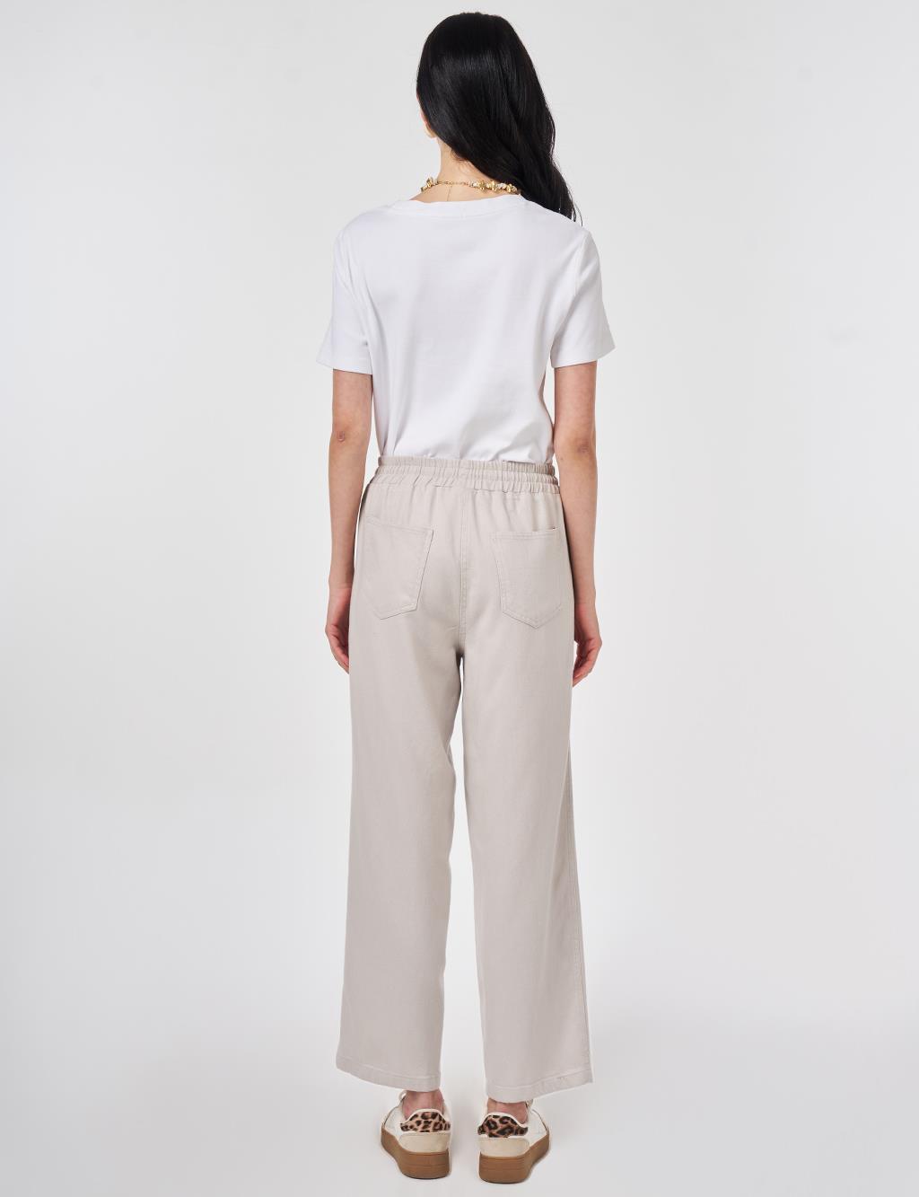 Bağcıklı Kanvas Pantolon Açık Gri 