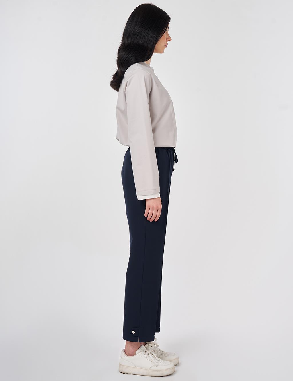 Çima Dikişli Rahat Kesim Pantolon Koyu Lacivert