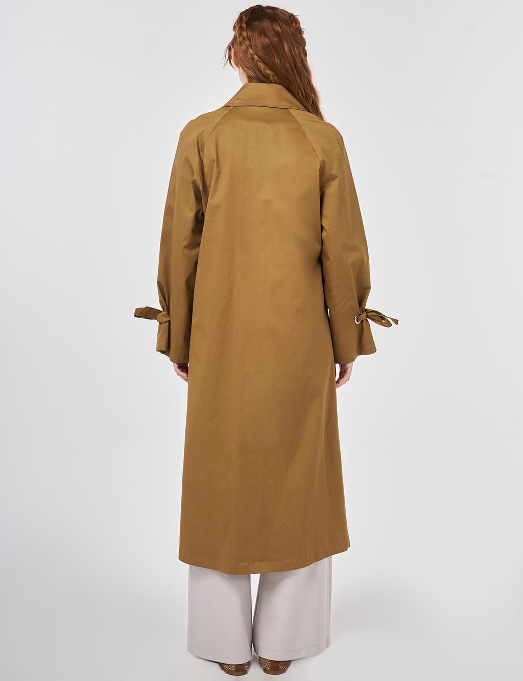 Grogren Detaylı Reglan Kol Trençkot Koyu Oliv