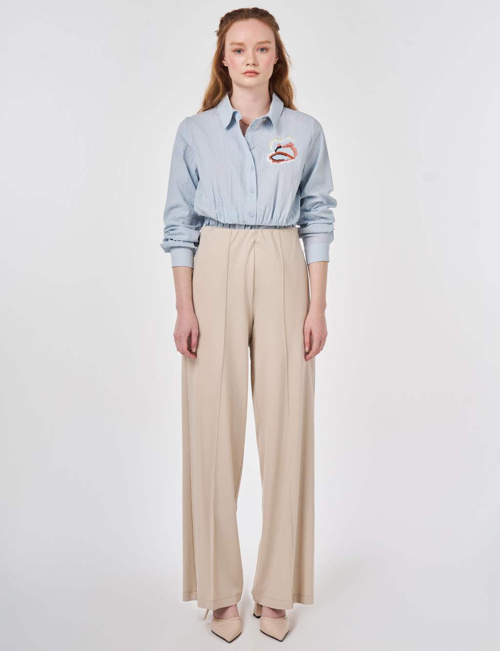Cutting Stitch Rayon Trousers Stone