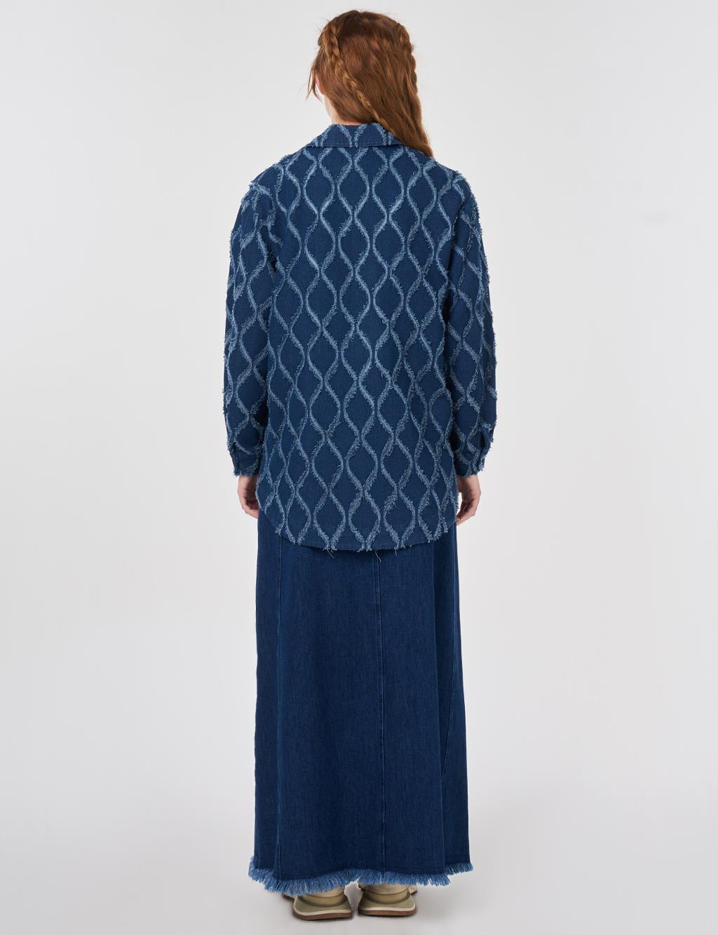 Fluid Shirt Collar Tunic Navy