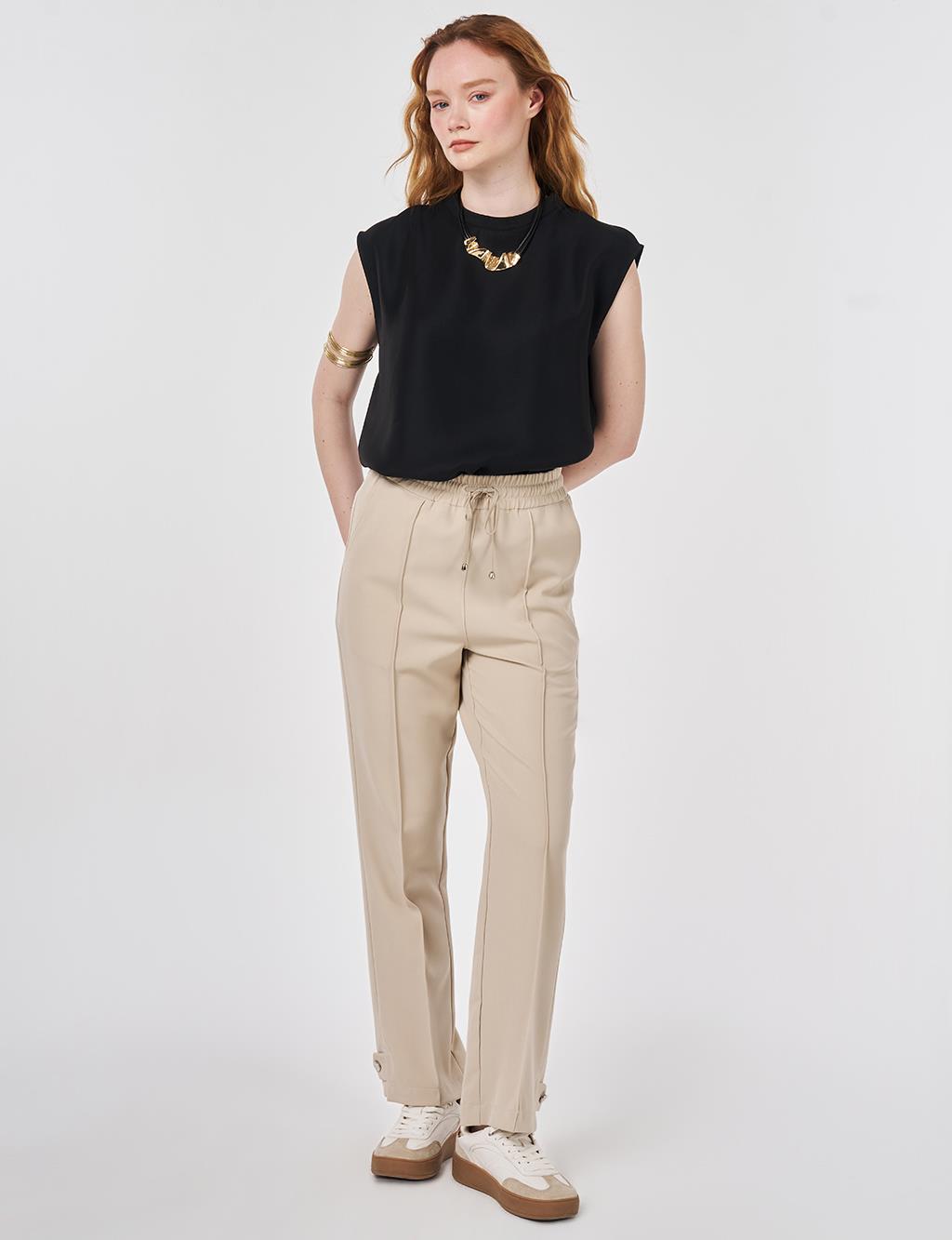 Çima Dikişli Rahat Kesim Pantolon Taş