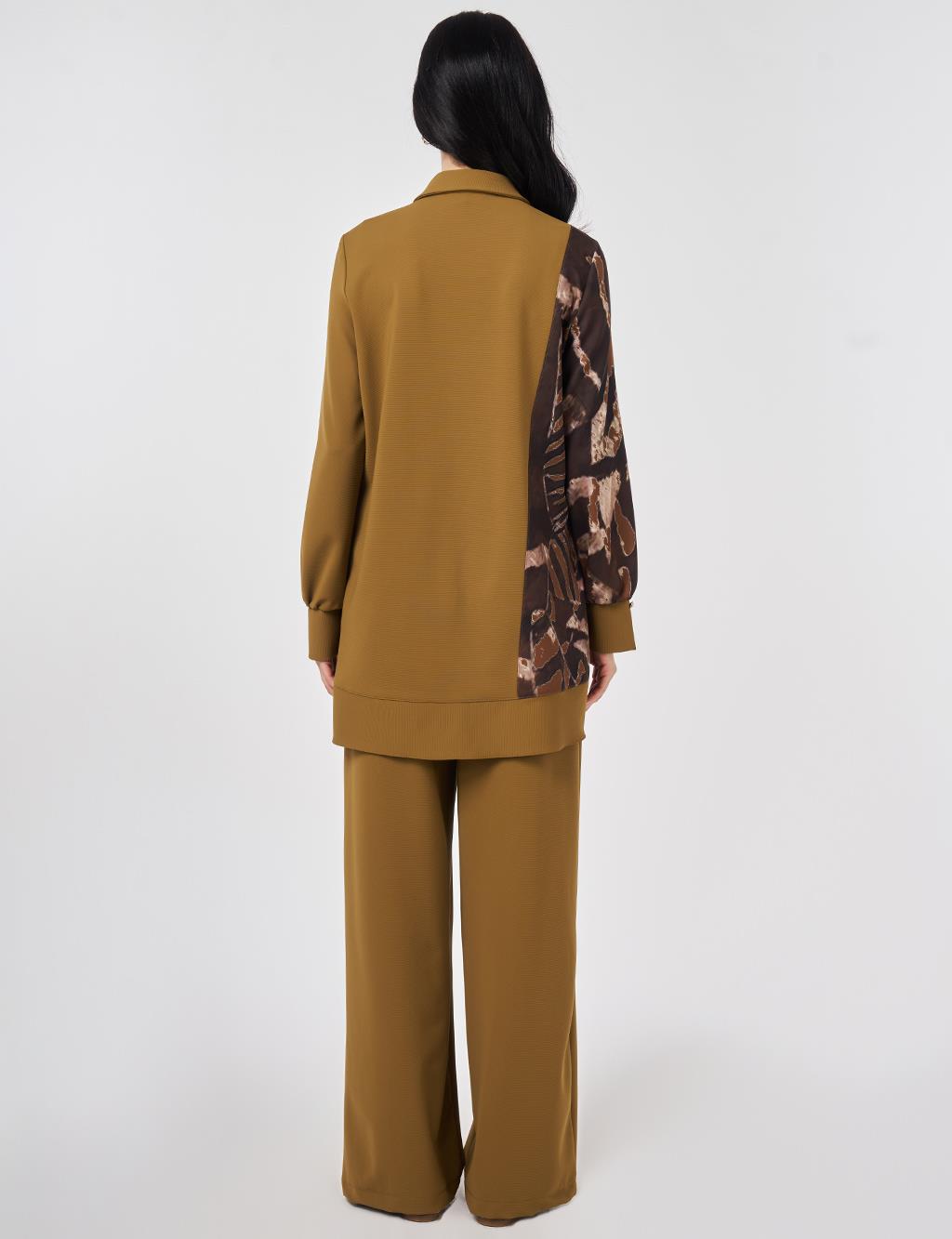 Baskı Detaylı İkili Takım Oliv